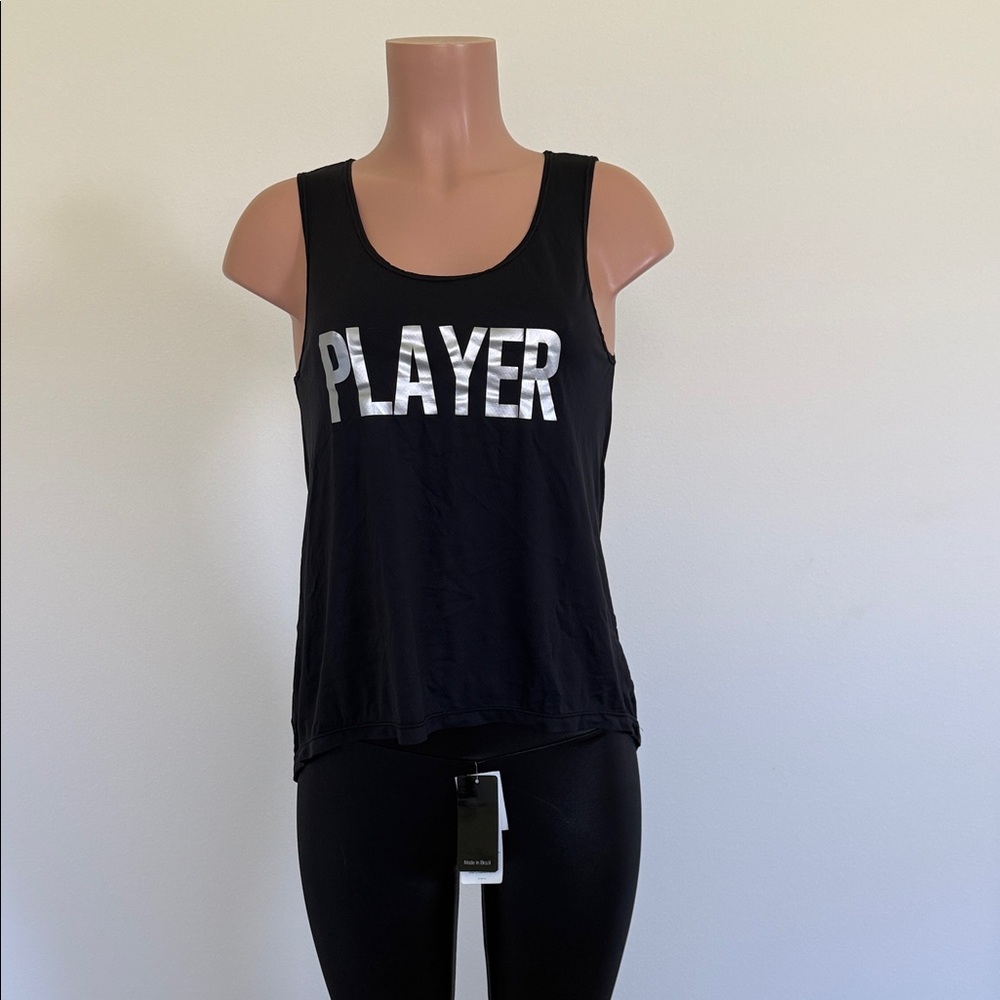 Black Muscle Tee with 'PLAYER' Print